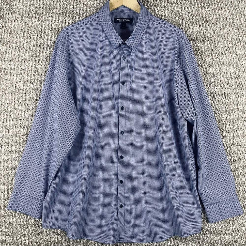 Mizzen Main Button Shirt Mens XL (Fits XL/2XL) Stretch Purple Abstract F401